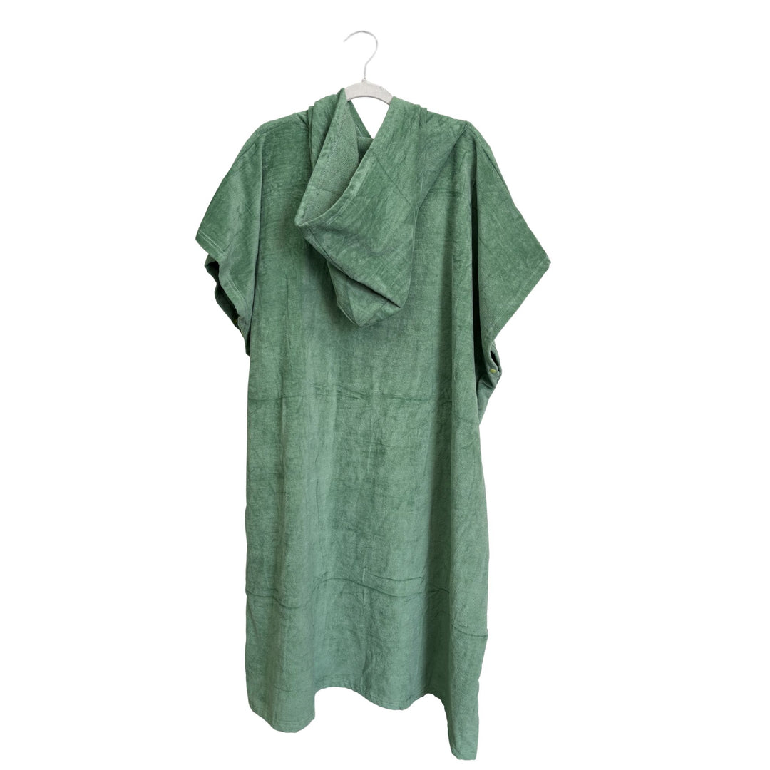 Green hooded garment on a white background