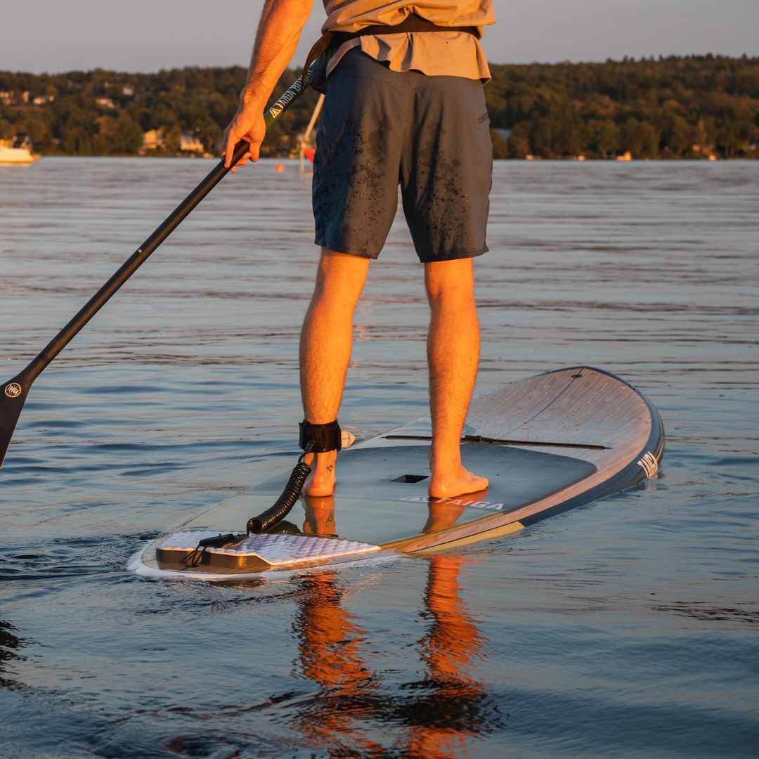 Paddler with the Ankle Coil Leash 9'